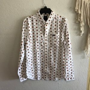 RVCA Small Mens Lotus Flower Print Button Down Shirt